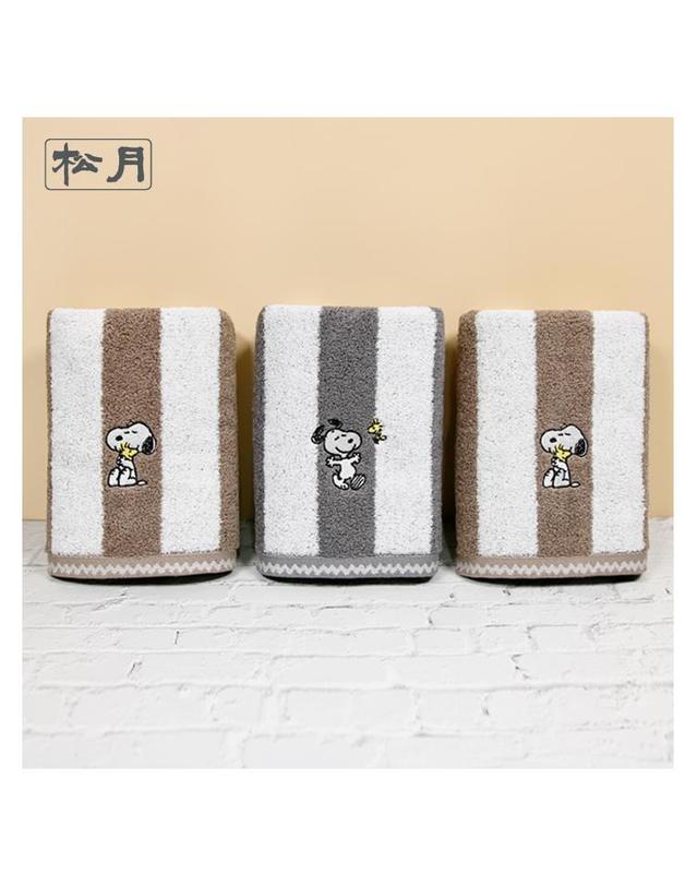 송월타올 [송월타올] 스누피 멜로우 스트라이프 1매 세면타월 기념수건 답례품 착용컷