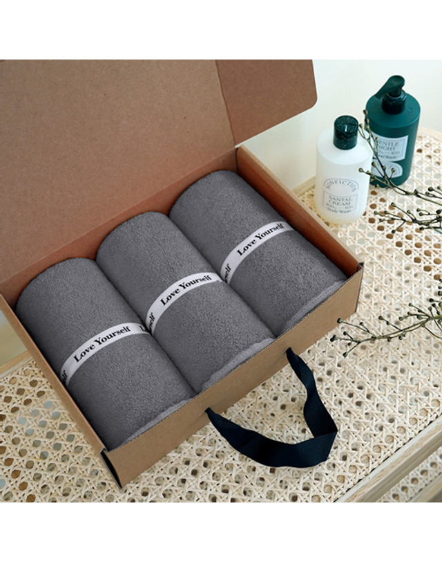 송월타올 레논 타월 호텔수건 페이스 밴딩타올 220g 코마 30수 3p 기프트세트 착용컷