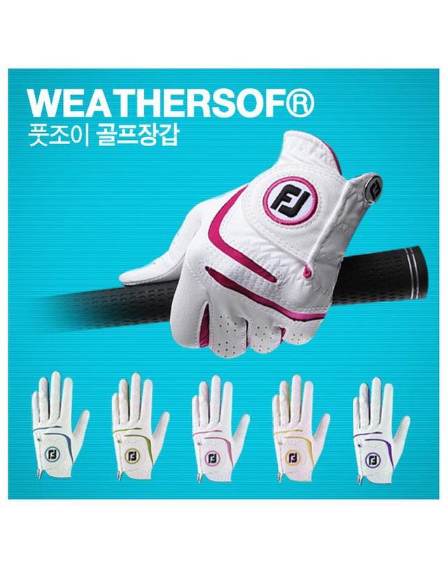 풋조이 풋조이 뉴 웨더소프 여성 합피 골프장갑 66980E 착용컷