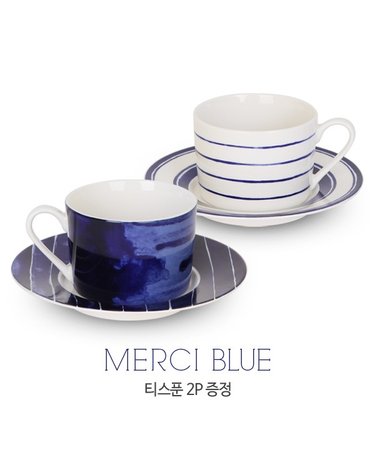메르시 블루 커피잔 2인조 세트(티스푼 2P 증정)