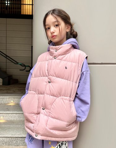 [KIDS NOVA] 리버시블 경량 구스 다운 베스트 핑크