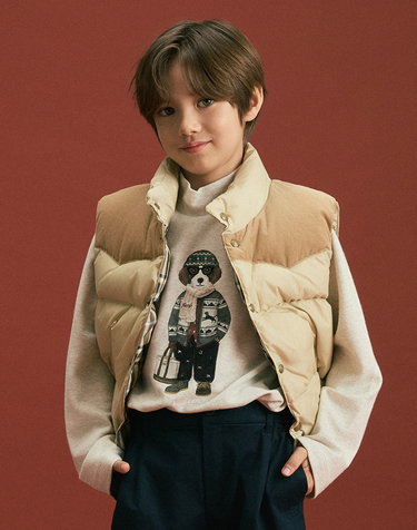 [KIDS NOVA] 중량 컬러 블럭 구스 다운 베스트 베이지