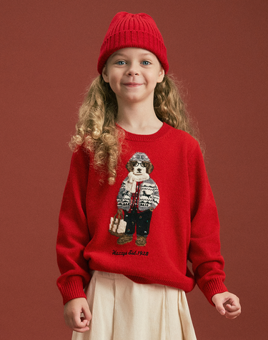 [KIDS] HARRY 자카드 스웨터 풀오버 레드