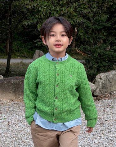 [KIDS] 캐시미어 혼방 케이블 가디건 그린