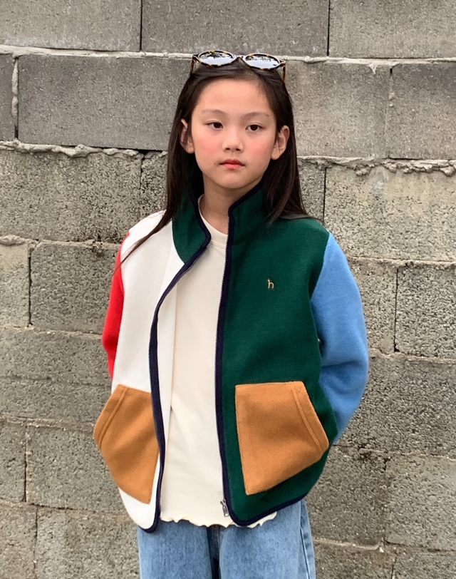 헤지스 키즈 [KIDS NOVA] 멀티 컬러 블럭 키즈후리스 자켓 MULTI COLOR 상세