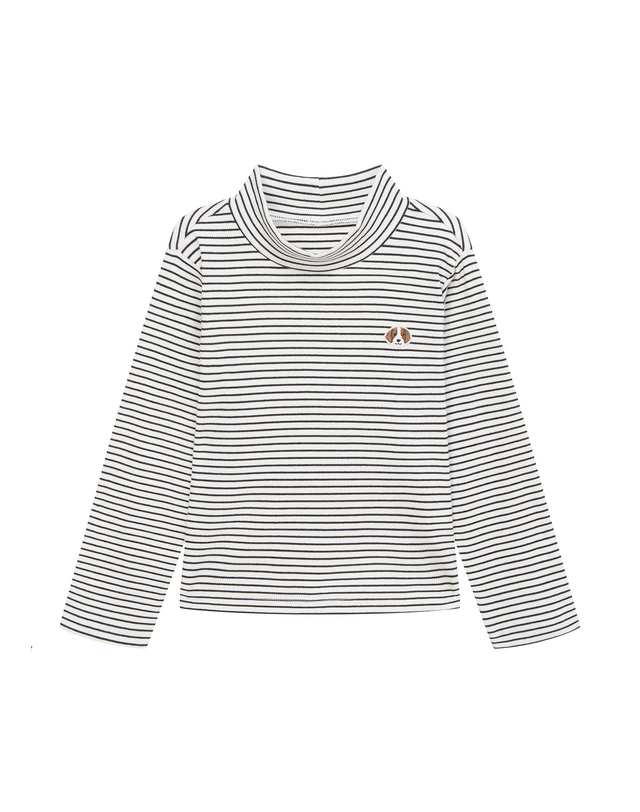 헤지스 키즈 [KIDS] 모크넥 따땃 티셔츠 아이보리 착용컷