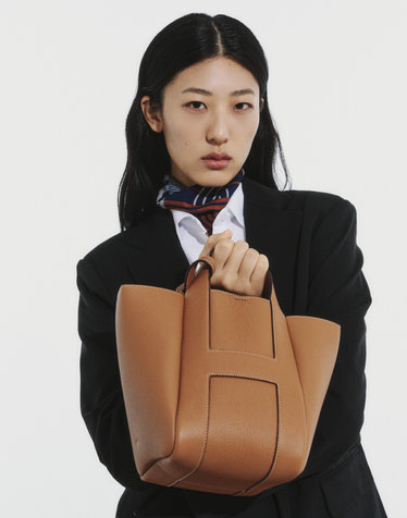 [H-BAG][완판 2차 재입고]시그니처 H 브라운 레더 토트겸 숄더백 M