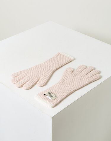[선물추천][스마트폰 터치][Cashmere Blended] 핑크 라인배색 캐시미어혼방 핑거홀 장갑