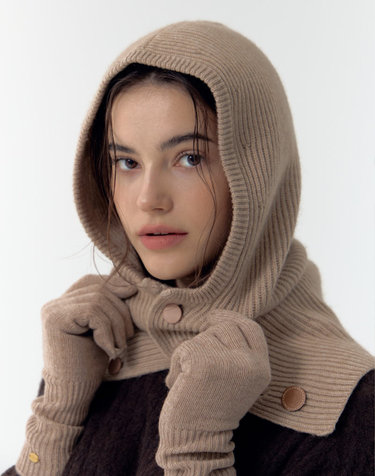 [백화점BEST][Cashmere Blended] 베이지 캐시미어혼방 바라클라바
