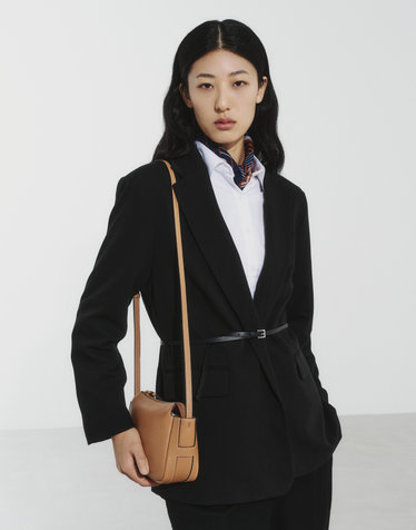 [H-BAG] 브라운 단색 소가죽 크로스백
