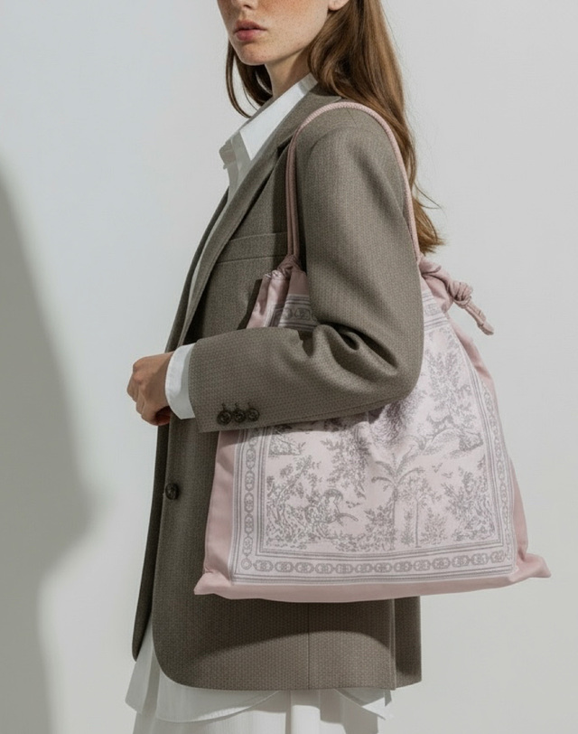 헤지스 액세서리 [뜨왈드주이][H.Toile] 시그니처 H 뜨왈 핑크 숄더백 밝은 핑크 착용컷
