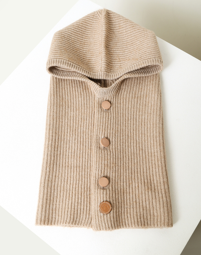 헤지스 액세서리 [백화점BEST][Cashmere Blended] 베이지 캐시미어혼방 바라클라바 착용컷