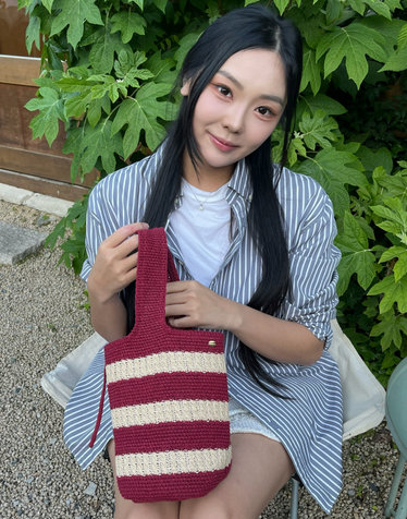 [H-Marin] 마린 레드 스트라이프 니트백 S