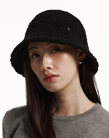 블랙 부클 버킷햇