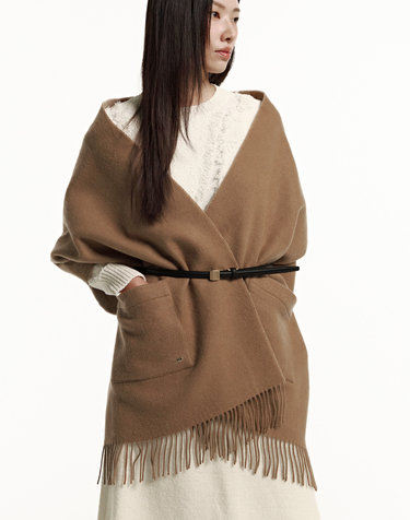 [Cashmere Blended] 베이지 캐시미어혼방 양면 주머니 숄 머플러