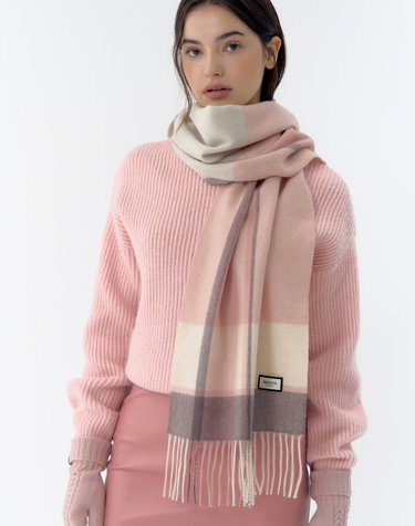 [Cashmere Blended] 핑크 체크 캐시미어혼방 머플러