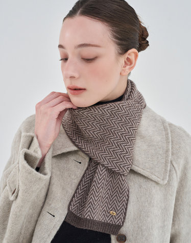 [Cashmere Blended] 베이지 헤링본 울캐시미어혼방 머플러