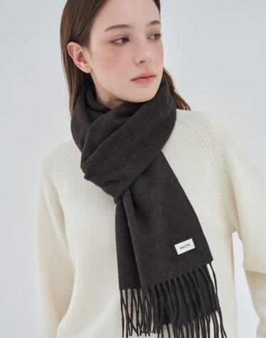 [Cashmere Blended] 브라운 멜란지 울캐시미어 혼방 머플러