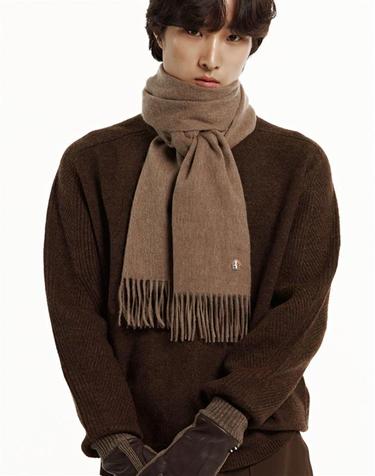 [Cashmere Blended] 카멜 퍼피자수 울캐시미어혼방 머플러