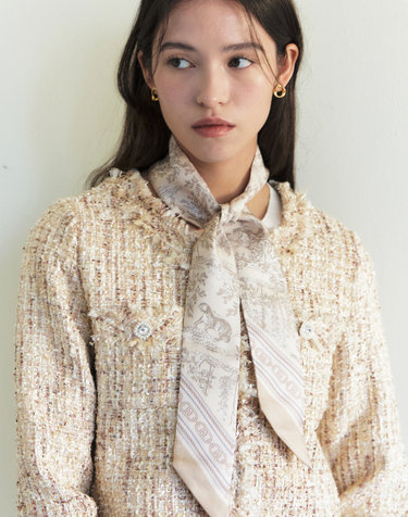 [뜨왈드주이] Toile de Jouy 베이지쁘띠 실크 스카프