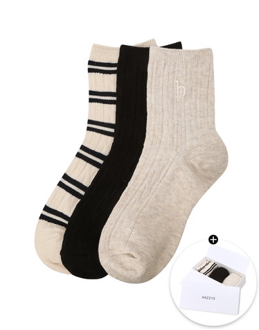 블랙 로고자수 면혼방 단목양말3종세트