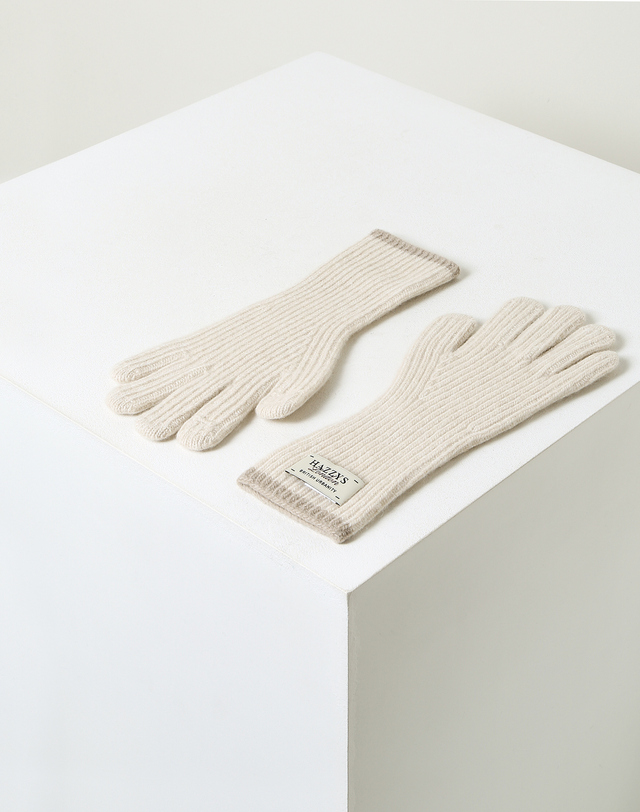 헤지스 액세서리 [스마트폰 터치][Cashmere Blended] 라이트베이지 라인배색 캐시미어혼방 핑거홀 장갑 상세