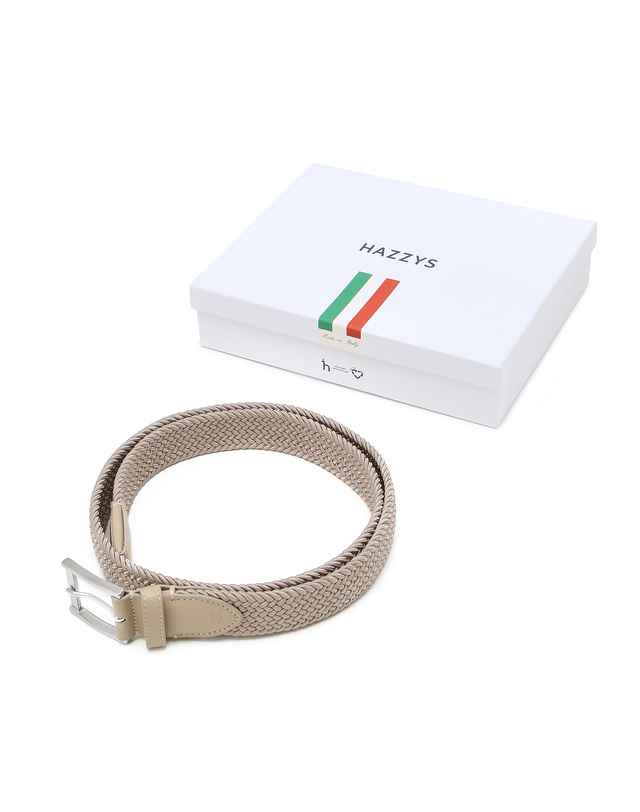 헤지스 액세서리 [MADE IN ITALY] 아이보리 엘라스틱 벨트 착용컷