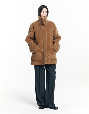 [HIS WOMEN] 카멜 울혼방 리버시블 무스탕 하프코트