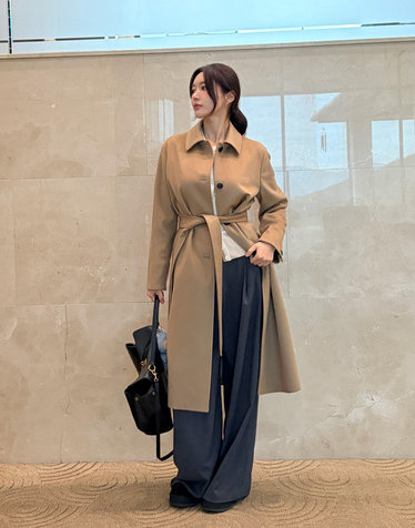 [인플루언서pick] [HIS WOMEN] 카멜 《CASHMERE 100》 벨티드 맥코트