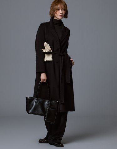 [고준희PICK][HIS WOMEN] 블랙 《CASHMERE 30》 핸드메이드 벨티드 더블 롱코트