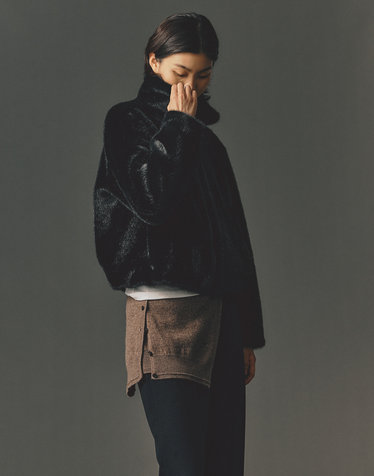 [고준희PICK][HIS WOMEN] 블랙 퍼 집업 자켓