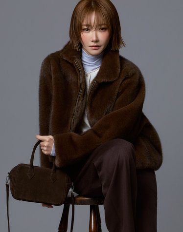 [고준희PICK][HIS WOMEN] 브라운 퍼 집업 자켓