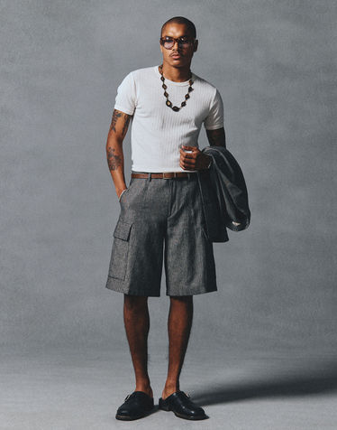 [시즌오프][HIS] 블랙 린넨 버뮤다 쇼츠