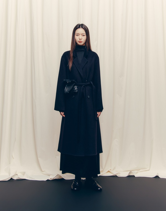 히스 헤지스 우먼 [고준희PICK][HIS WOMEN] 블랙 《CASHMERE 30》 핸드메이드 벨티드 더블 롱코트 상세