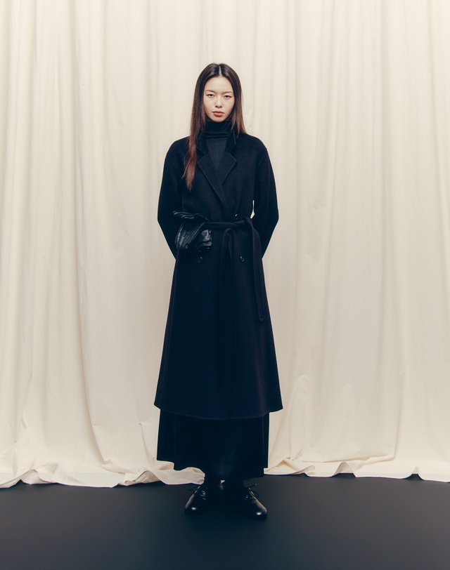 히스 헤지스 우먼 [고준희PICK][HIS WOMEN] 블랙 《CASHMERE 30》 핸드메이드 벨티드 더블 롱코트 상세