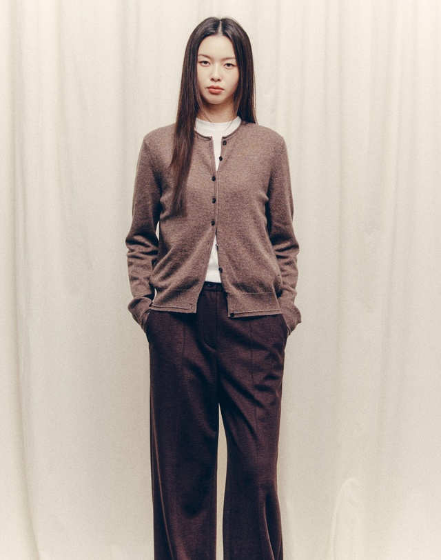 히스 헤지스 우먼 [HIS WOMEN] 오트밀 브라운 캐시미어 혼방 가디건
