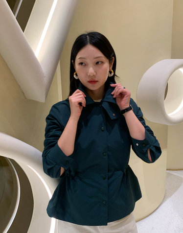 다크그린 탈착 후드 사파리 하프 점퍼