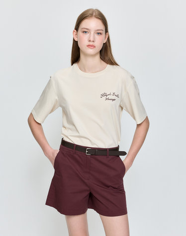 아이보리 프린트 수피마 코튼 루즈핏 반소매 티셔츠