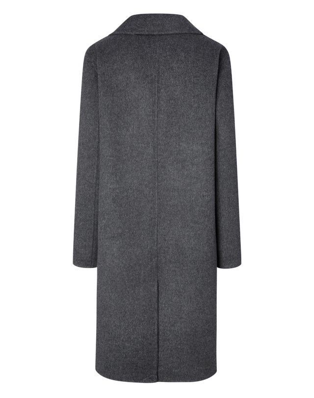 헤지스 여성 [캐시미어]다크그레이 핸드메이드 싱글 버튼 롱 코트 진한 그레이 착용컷