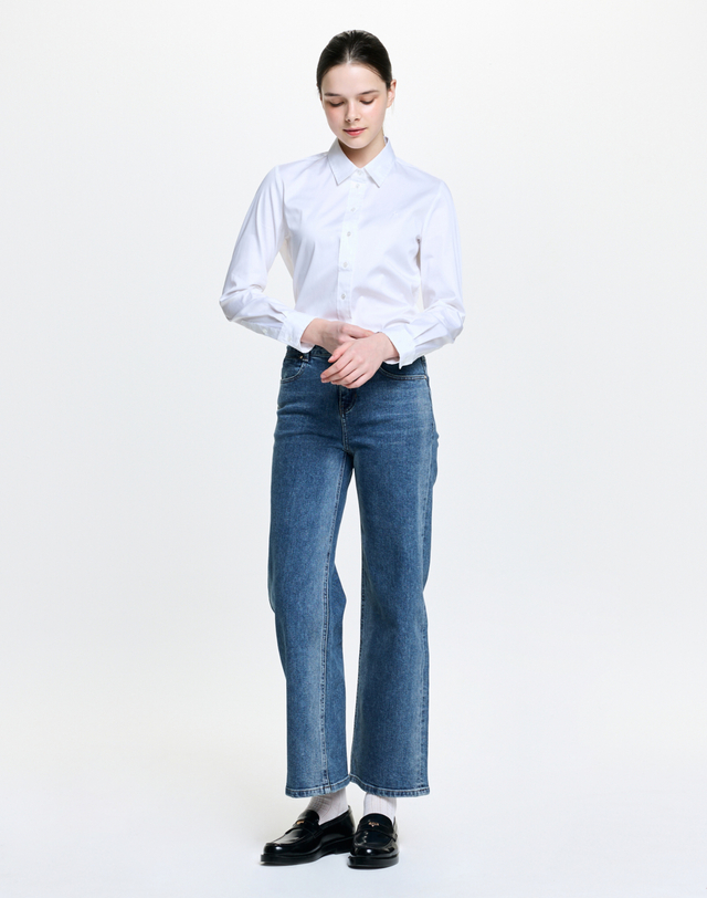 헤지스 여성 [아이코닉] 런던 솔리드 셔츠 화이트 흰색 상세