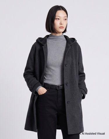핸드메이드 후디 하프코트 차콜