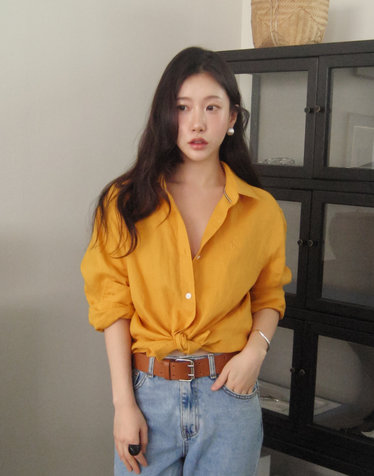 [기간한정특가][우여름pick] 루즈핏 린넨 셔츠 옐로우