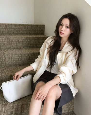 경량 린넨혼방 숏 점퍼 크림