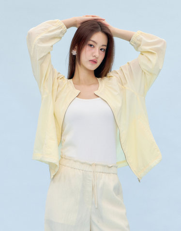 [HAVE HAZZYS][EXCLUSIVE] 셔링 블루종 경량 점퍼 버터베이지
