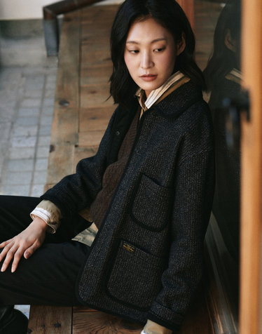 [기간한정특가][HAZZYS X BASTONG] 비치클로스 가디건형 울자켓 블랙