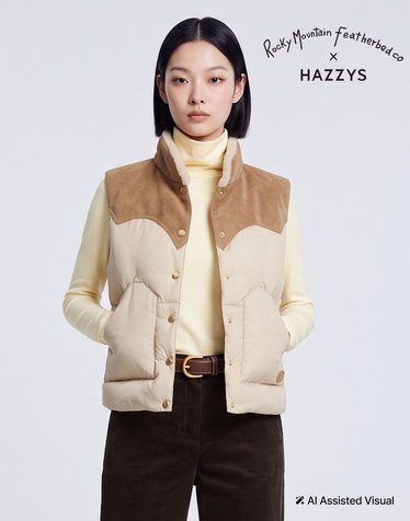 [HAZZYS X Rocky Mountain Featherbed] Annelle Vest 패딩조끼 라이트베이지