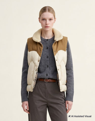 [기간한정특가][단독선발매][HAZZYS X ROCKY MOUNTAIN FEATHERBED] Annelle Vest 라이트베이지