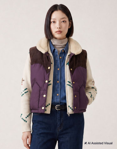 [단독선발매][HAZZYS X ROCKY MOUNTAIN FEATHERBED] Annelle Vest 다크바이올렛