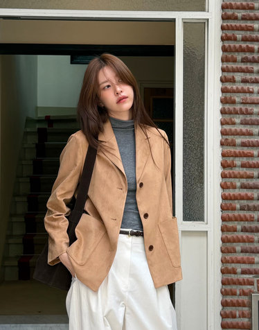 [기간한정특가][나연미pick] 스웨이드패브릭 테일러드 자켓 베이지