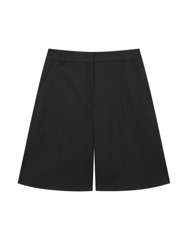 린넨라이크 밴딩 버뮤다 팬츠 블랙